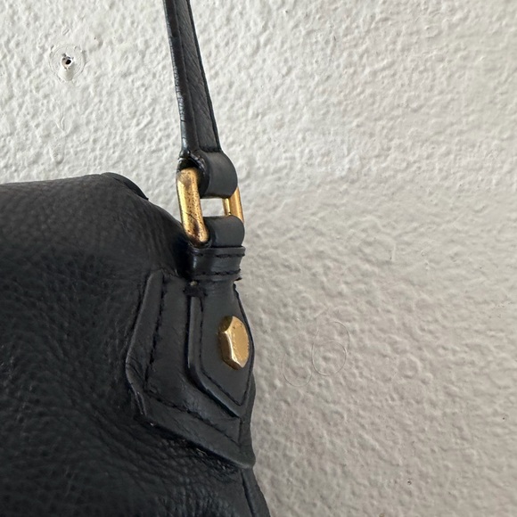 Marc Jacobs Black Leather Hobo Bag with Gold Accents - Picture 10 of 15
